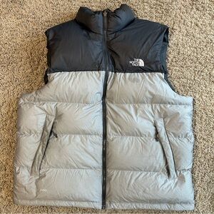 The North Face Men's Nuptse XL Puffer Vest 700 Down Black/Gray Outdoors Hiking